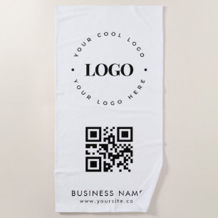 Serviette De Plage Logo professionnel personnalisé QR Code et texte p