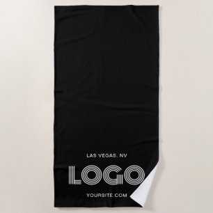 Serviette De Plage Logo rectangulaire moderne noir et blanc Vertical