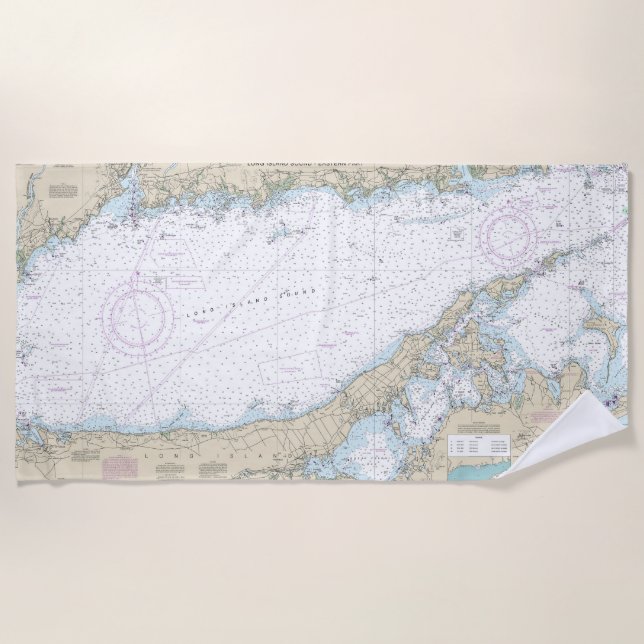 Serviette De Plage Long Island Sound Partie Est Carte Nautique (Devant)