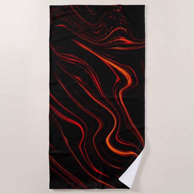 Serviette De Plage Longue trace rouge sur l'arrière - plan noir (Devant)