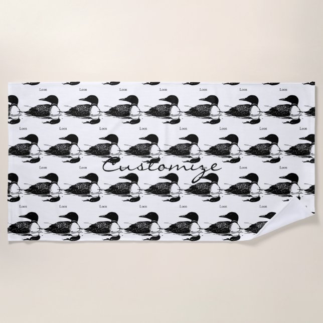 Serviette De Plage Loon Swimming Bird Art Thunder_Cove (Devant)