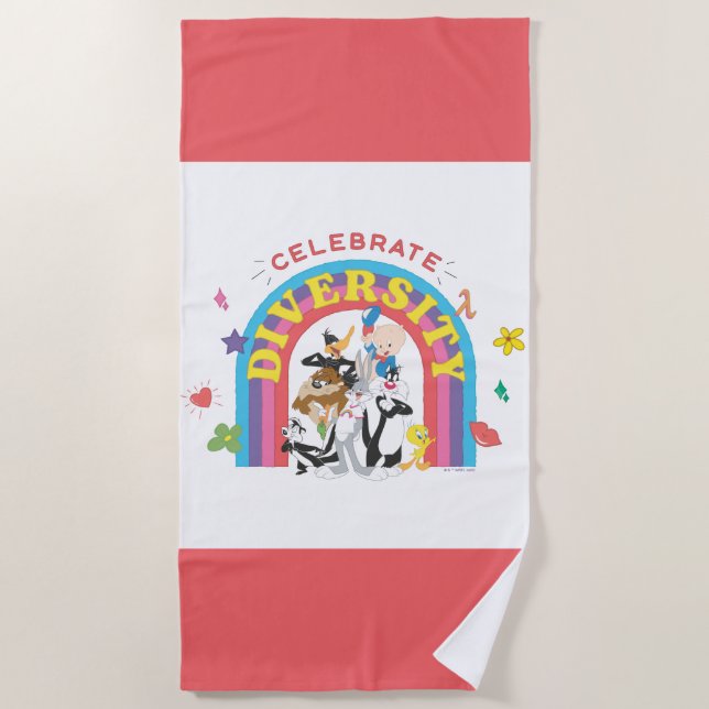 Serviette De Plage LOONEY TUNES™ - Celebrate Diversity Pride Arc-en-c (Devant)