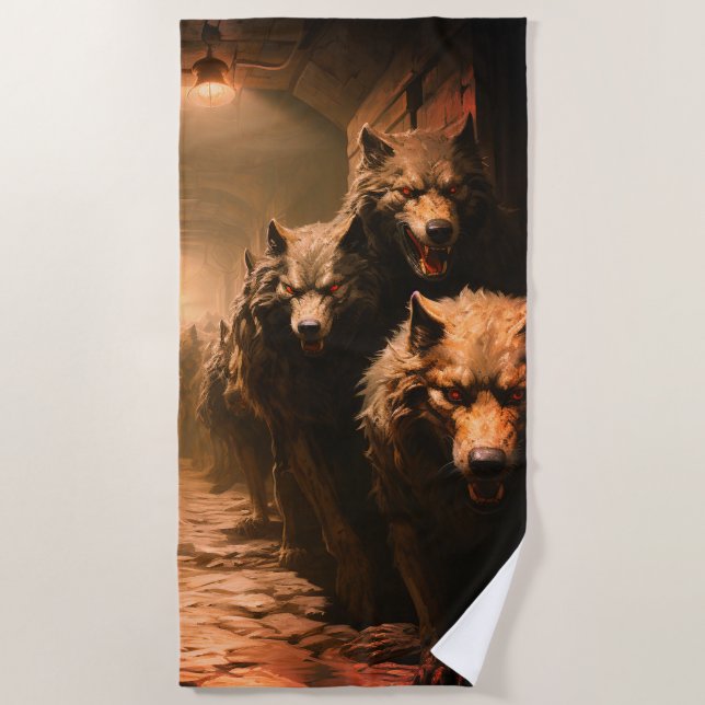 Serviette De Plage Loups maléfiques (Devant)