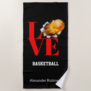 Serviette De Plage Love Basketball Sports personnalisés  