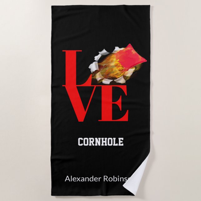 Serviette De Plage Love Cornhole Sports personnalisés   (Devant)