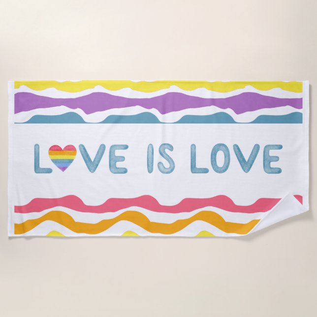 Serviette De Plage Love is Love Rainbow Beach Towel (Devant)