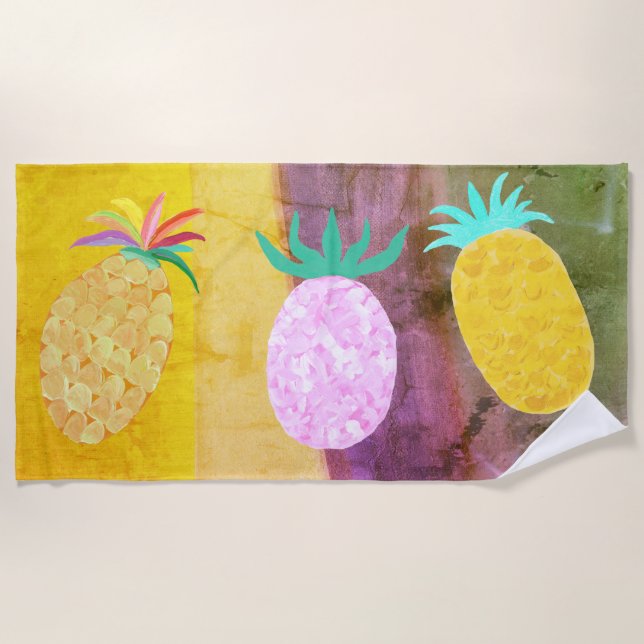 Serviette De Plage Luau Tiki Ananas d'été (Devant)