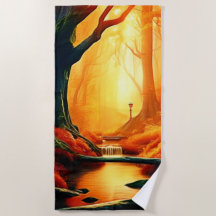 Lumière dorée de la forêt enchantée