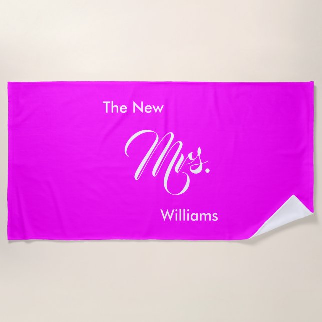 Serviette De Plage Lune de miel sur mesure Magenta La nouvelle servie (Devant)