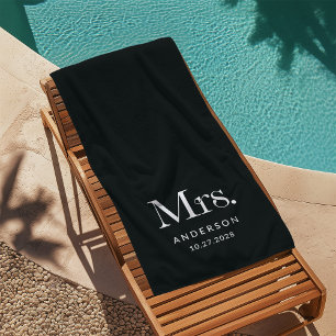 Serviette De Plage Luxe Elegance Black   Date Mme et Mariage