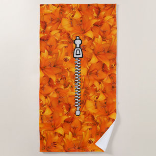 Serviette De Plage Lys orange avec casier zip