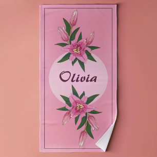 Serviette De Plage Lys rose florissant