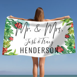 Serviette De Plage M. et Mme Newlyweds ou cadeau d'anniversaire Tropi