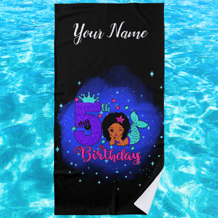 Serviette De Plage Ma sirène du 5e anniversaire