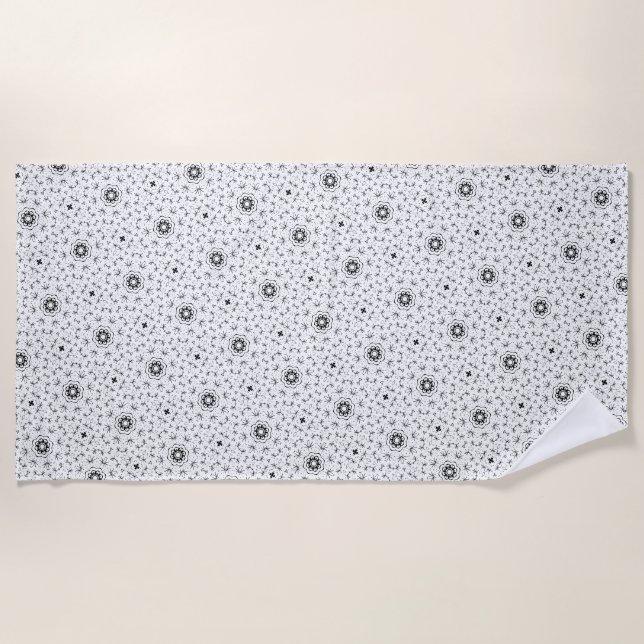 Serviette De Plage Maacah001 B&W Doodle abstrait (Devant)