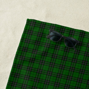 Serviette De Plage MacLean Tartan vert et noir plaid