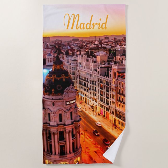 Serviette De Plage Madrid Espagne Capitol City Skyline (Devant)