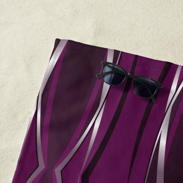 Serviette de plage - Magenta Silver Retro (En situation)