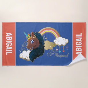 Serviette De Plage Magique Unicorn Arc en ciel et nuages Design