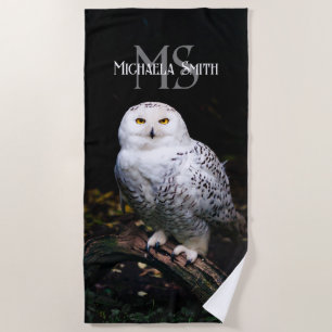 Serviette De Plage Magnifique monogramme personnalisé de nom de hibou