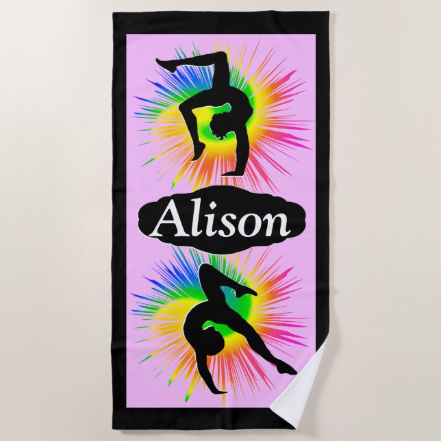 SERVIETTE DE PLAGE MAGNIFIQUE PETITE FILLE DE GYMNAST PERSONNALISÉE (Devant)