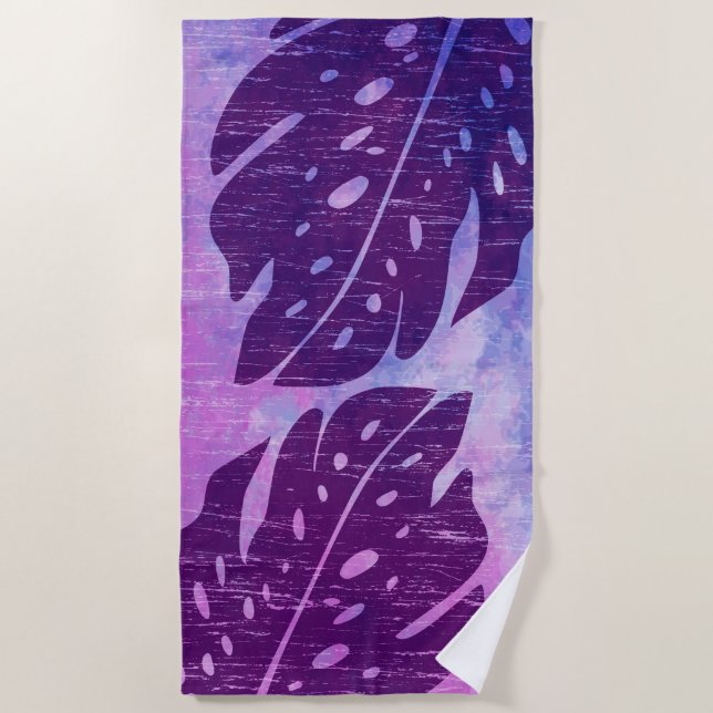 Serviette De Plage Maikai Hawaiian Monstera Feuille Cravate-Dye Mélan (Devant)