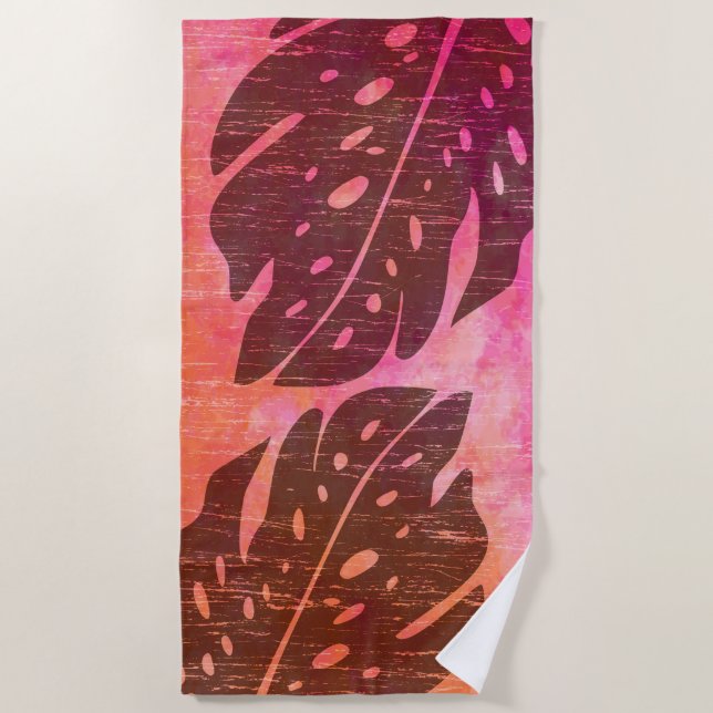 Serviette De Plage Maikai Hawaiian Monstera Feuille Cravate-Dye Mélan (Devant)