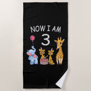 Serviette De Plage Maintenant j'ai 3 ans 3ème anniversaire au Zoo