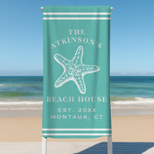 Serviette De Plage Maison de plage étoile de mer côtière Nom de famil