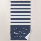 Maison de plage moderne Nom de famille Script Navy