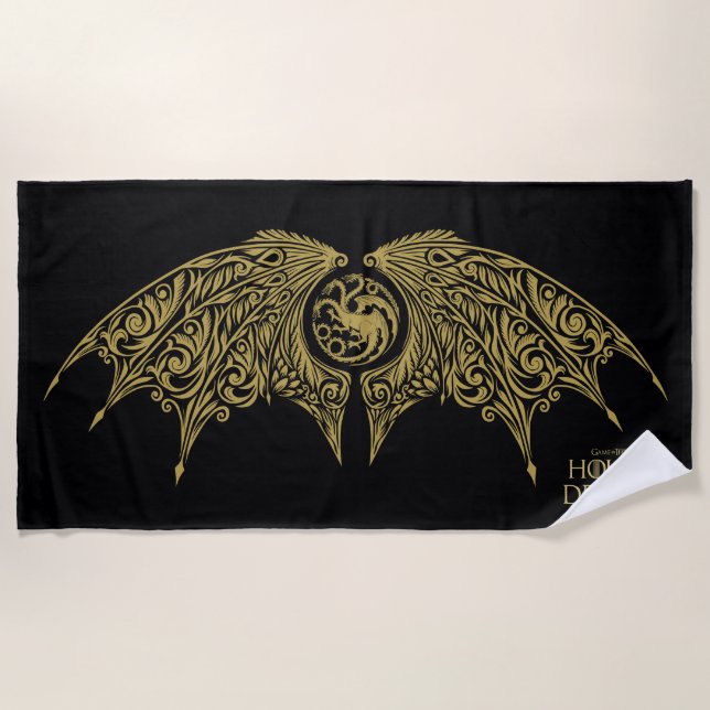 Serviette De Plage MAISON DU DRAGON | Cimier Targaryen ailé (Devant)