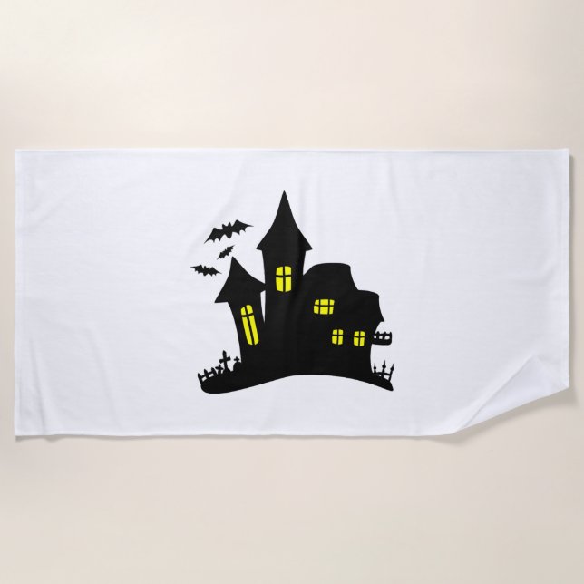 Serviette De Plage Maison enchantée Halloween (Devant)