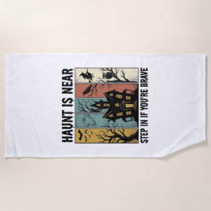 Serviette De Plage Maison Hantée Halloween Gravure Vintage Épouvantab