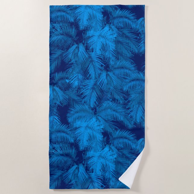 Serviette De Plage Makana Palms Hawaiian Tropical Feuilles Bleu (Devant)