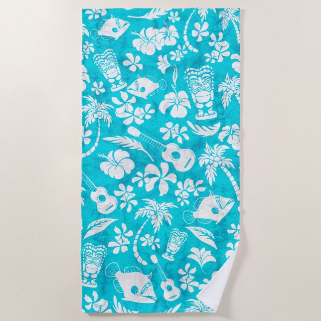 Serviette De Plage Makapuu Beach Batik hawaïen Turquoise (Devant)