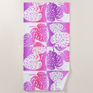 Serviette De Plage Makua Monstera Tropical Hawaiian Pink Blend