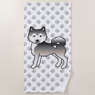 Serviette De Plage Malamute d'Alaska gris Chien de dessin animé migno