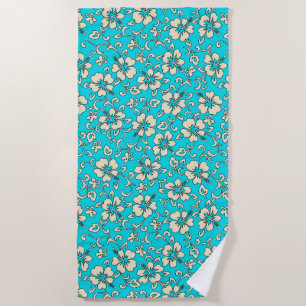 Serviette De Plage Malia Hawaiian Hibiscus Tropical Floral - Turq