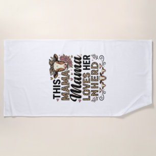 Serviette De Plage Mama Aime Son Troupeau Vintage Cow Mom Shirt Desig