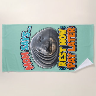 Serviette de plage Maman Phoque Drôle Dit Se Repos