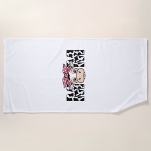 Serviette De Plage Maman Vache Mignonne Nœud Conception Graphique_1