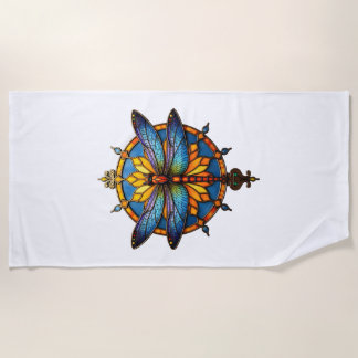 Serviette De Plage Mandala Dragonfly Luminous Sacred Geometry Spiritu