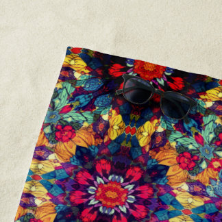 Serviette De Plage mandala floral coloré