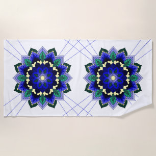 Serviette De Plage Mandala Motif 02 en bleu foncé Beach Towel