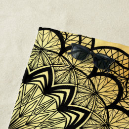 Serviette De Plage Mandala noir sur fond or doux