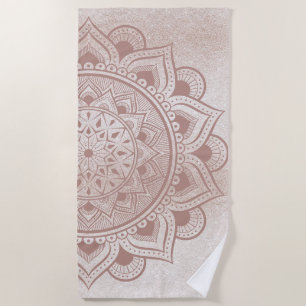Serviette De Plage Mandala Om Parties scintillant Rose or Dusty rose 
