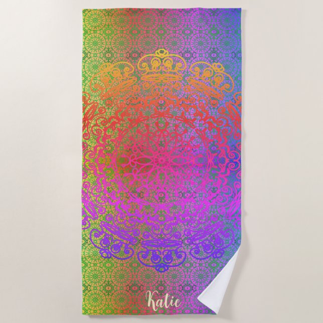 Serviette De Plage Mandala Rainbow Colors (Devant)