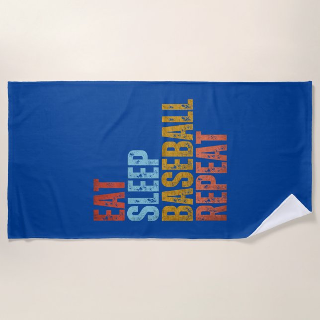 SERVIETTE DE PLAGE MANGER DORMIR BASEBALL RÉPÉTER (Devant)