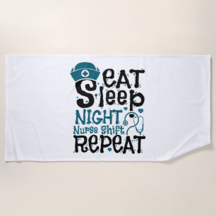 Serviette De Plage Manger Soir Nuit Infirmière Maj Répéter