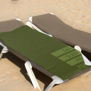 Serviette De Plage Mangez du poisson endormi Répétez l'armée verte et